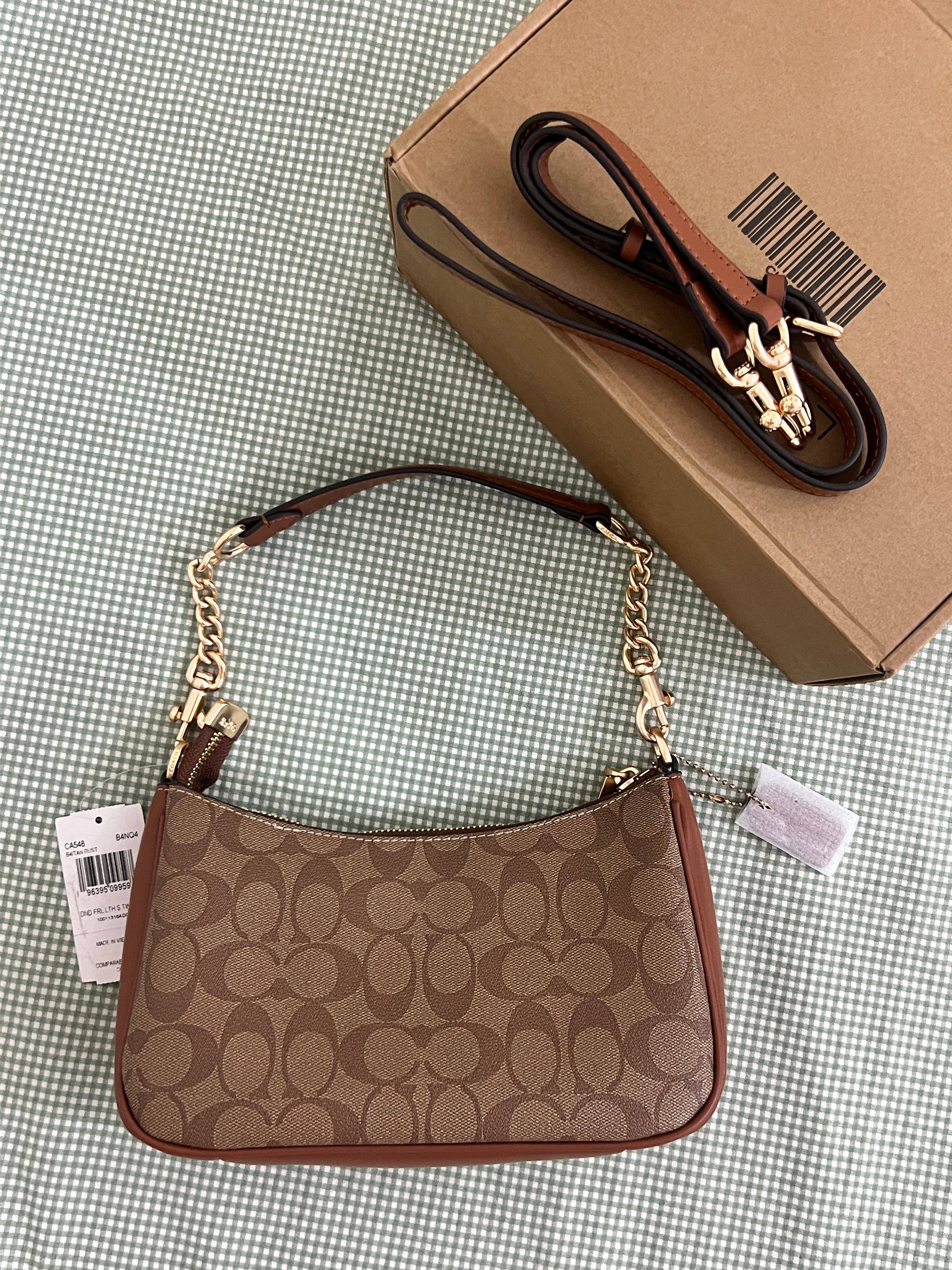 Coach Teri Brown Shoulder Bag (with Box and long strap)