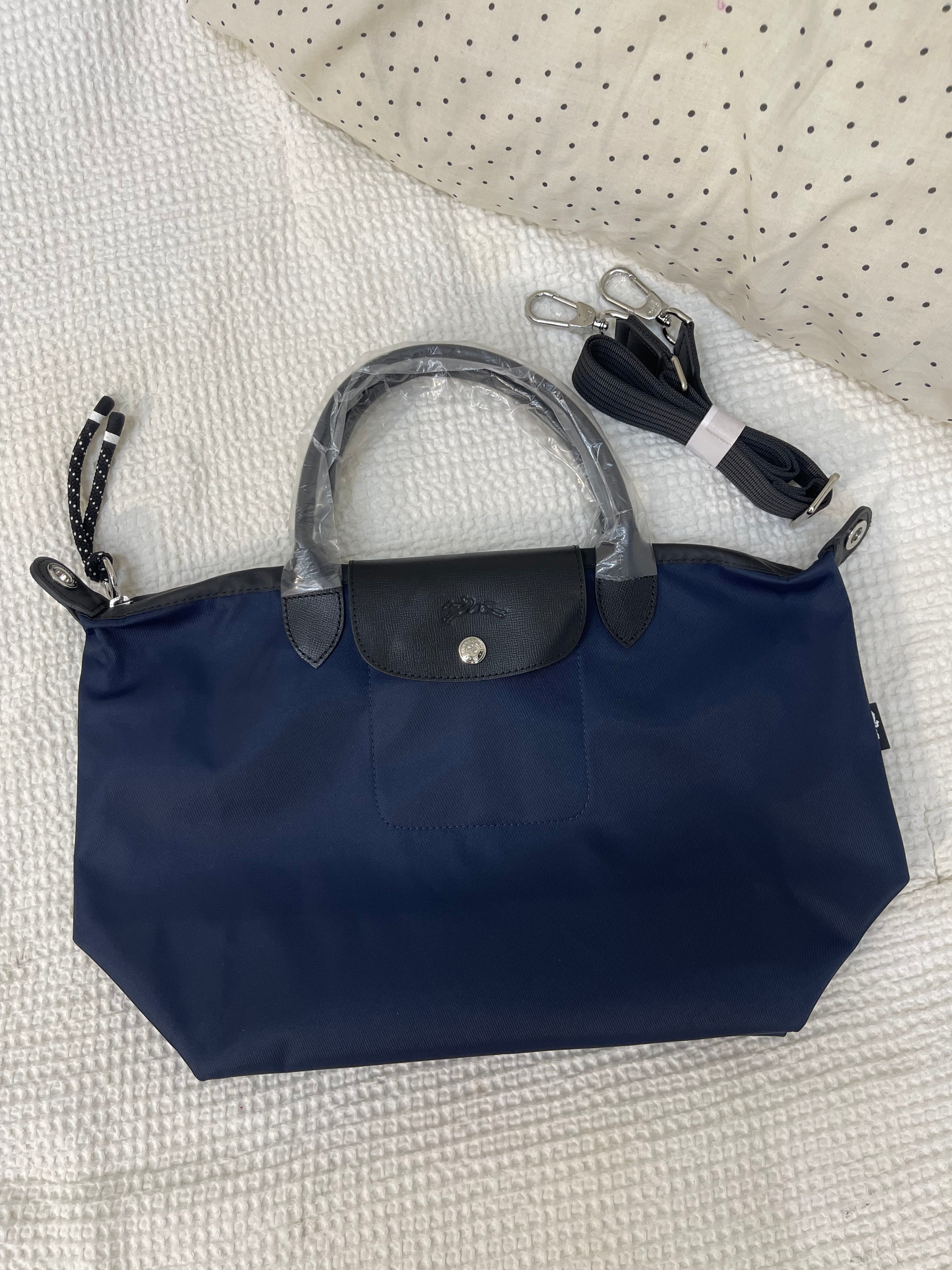 Longchamp Inspired Crossbody - Navy Blue (Medium With Logo & Strap)