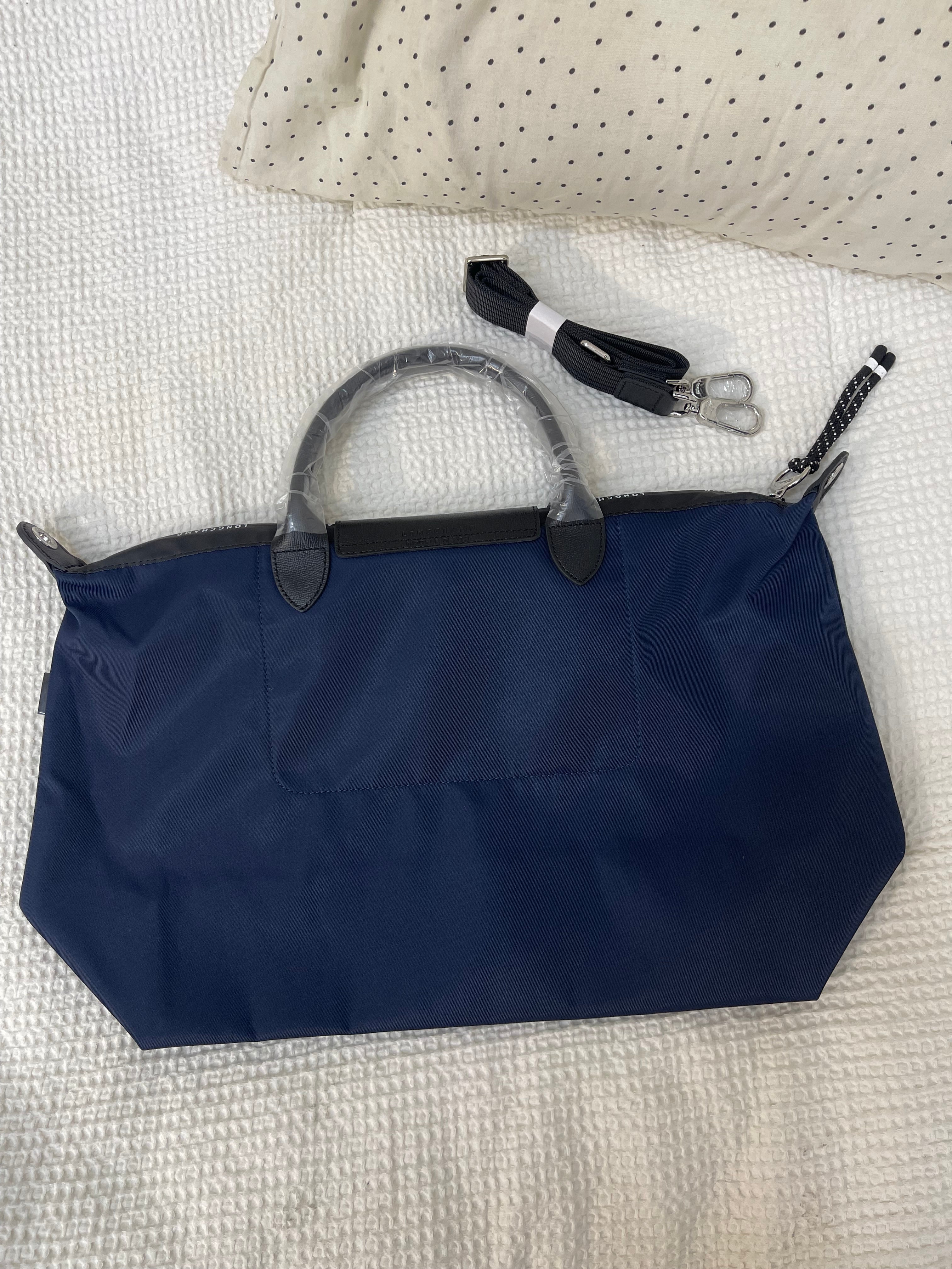 Longchamp Inspired Crossbody - Navy Blue (Large With Logo & Strap)