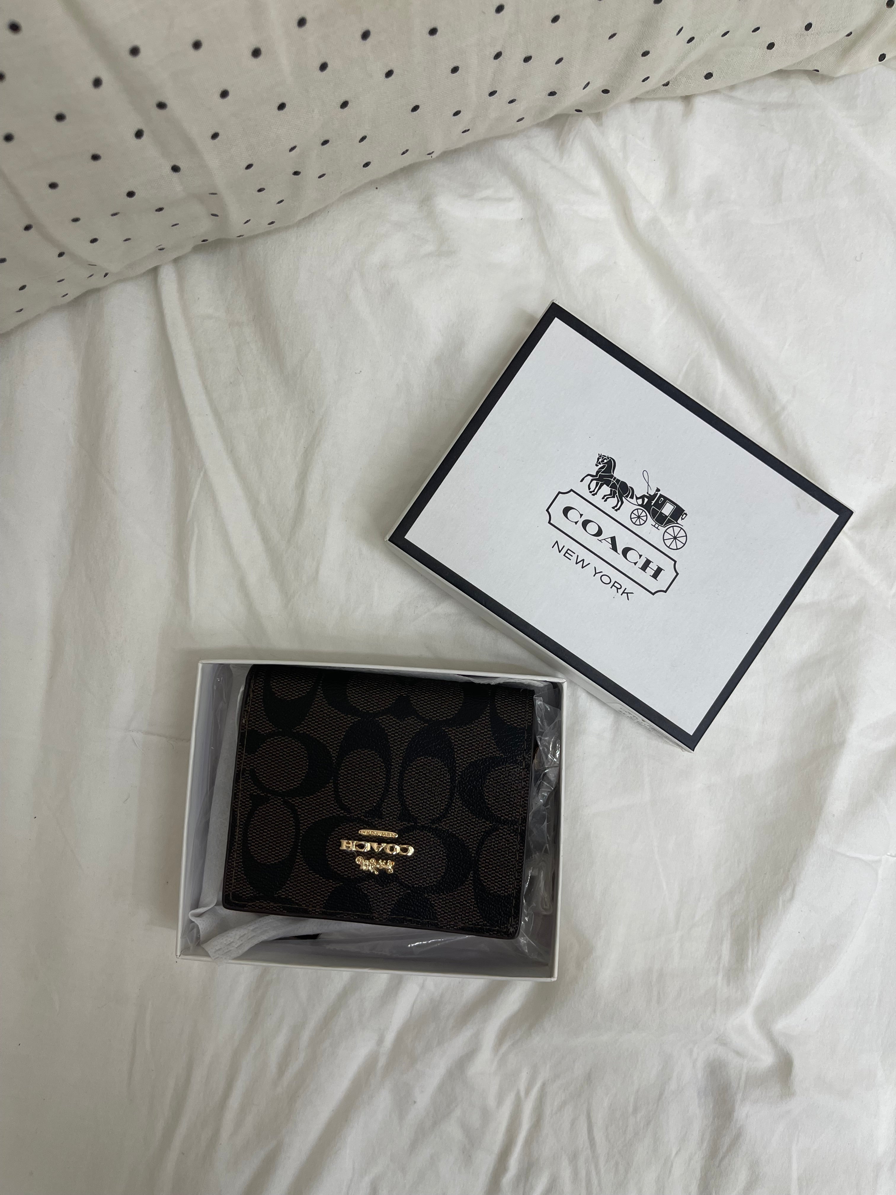 Coach Signature Small Zip Wallet – Charcoal Black