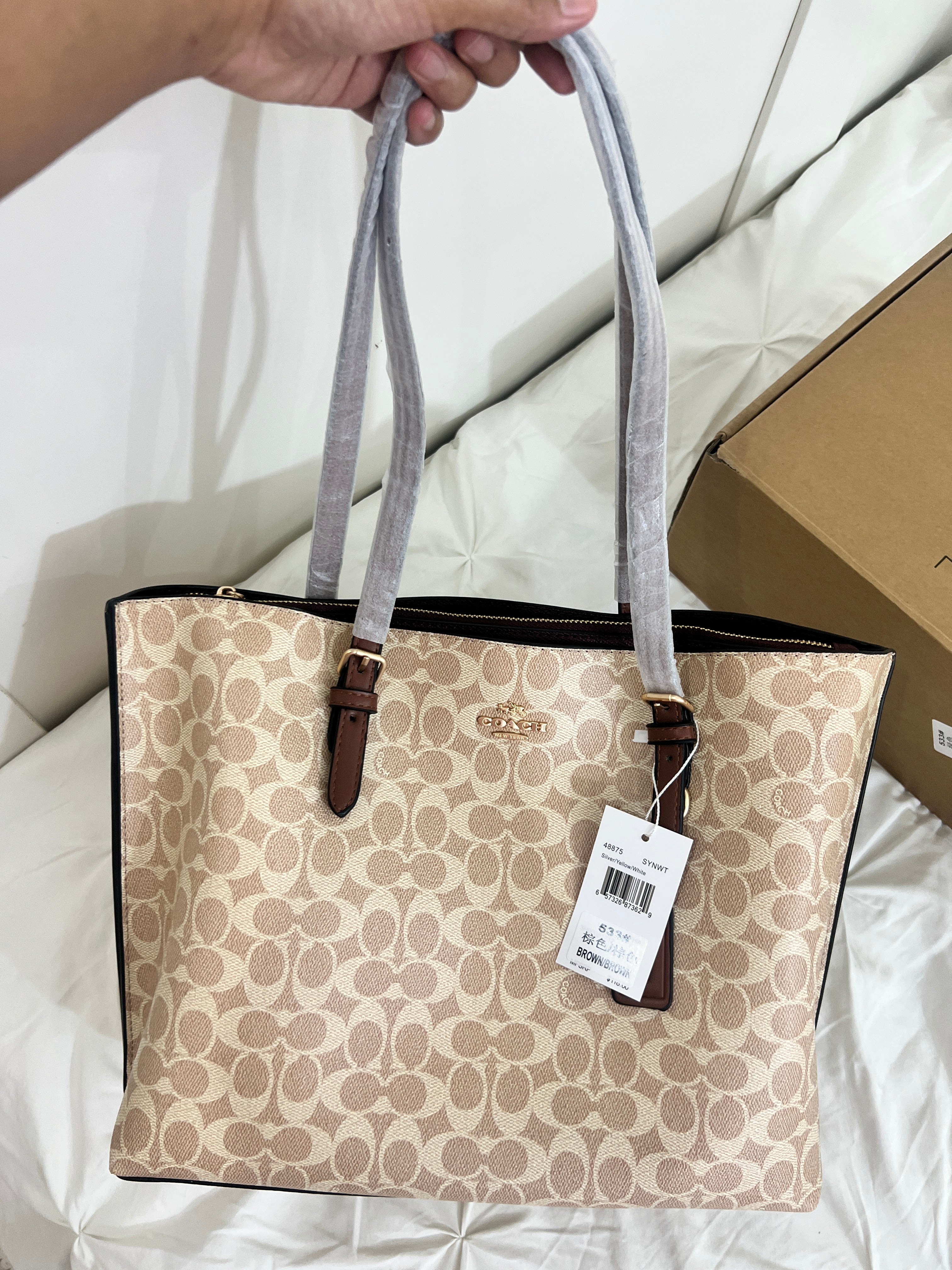 Coach Tote Bag Beige / Brown (With Dust Bag & Box)