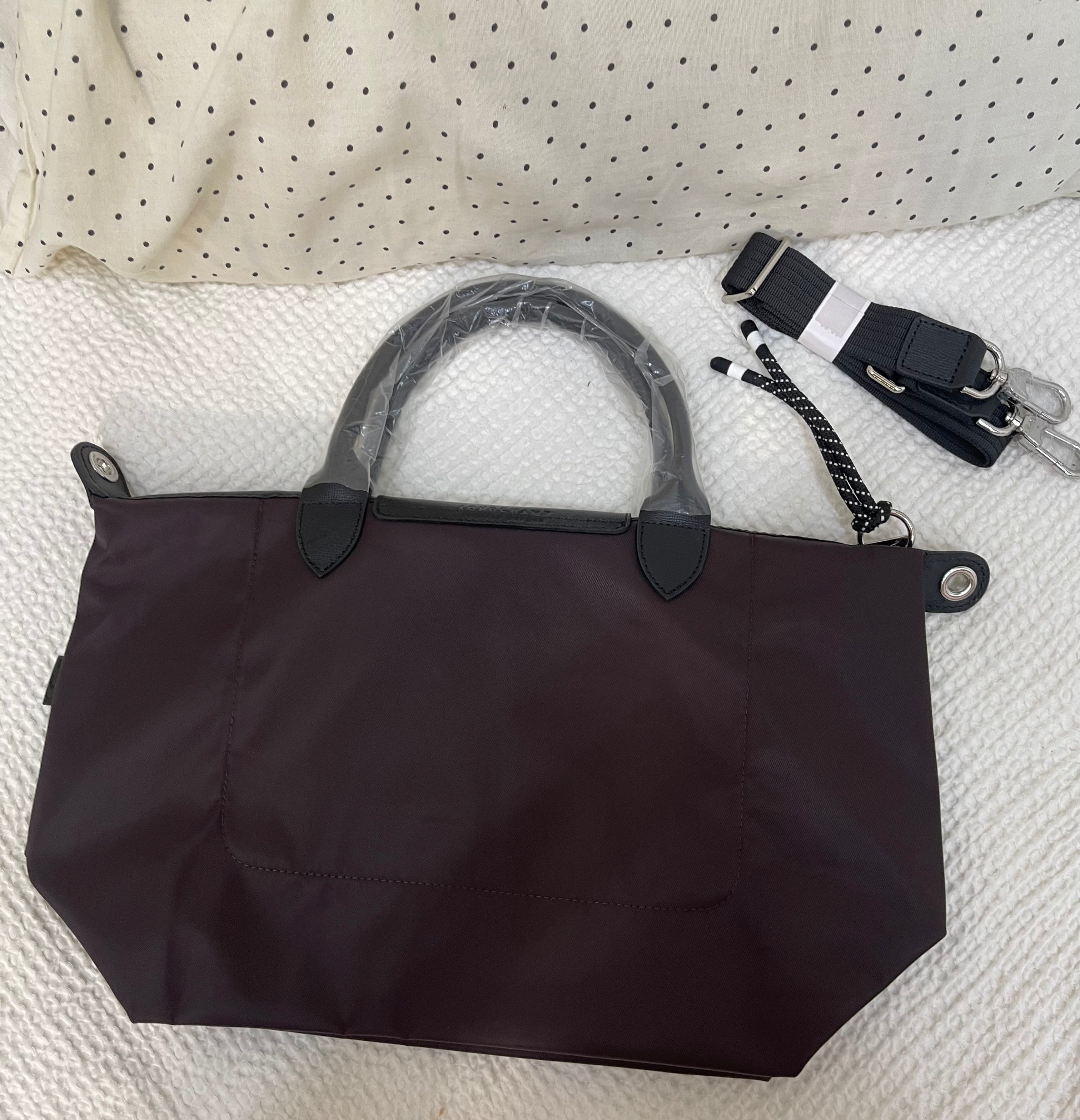 Longchamp Inspired Crossbody - Deep Plum (Medium With Logo & Strap)