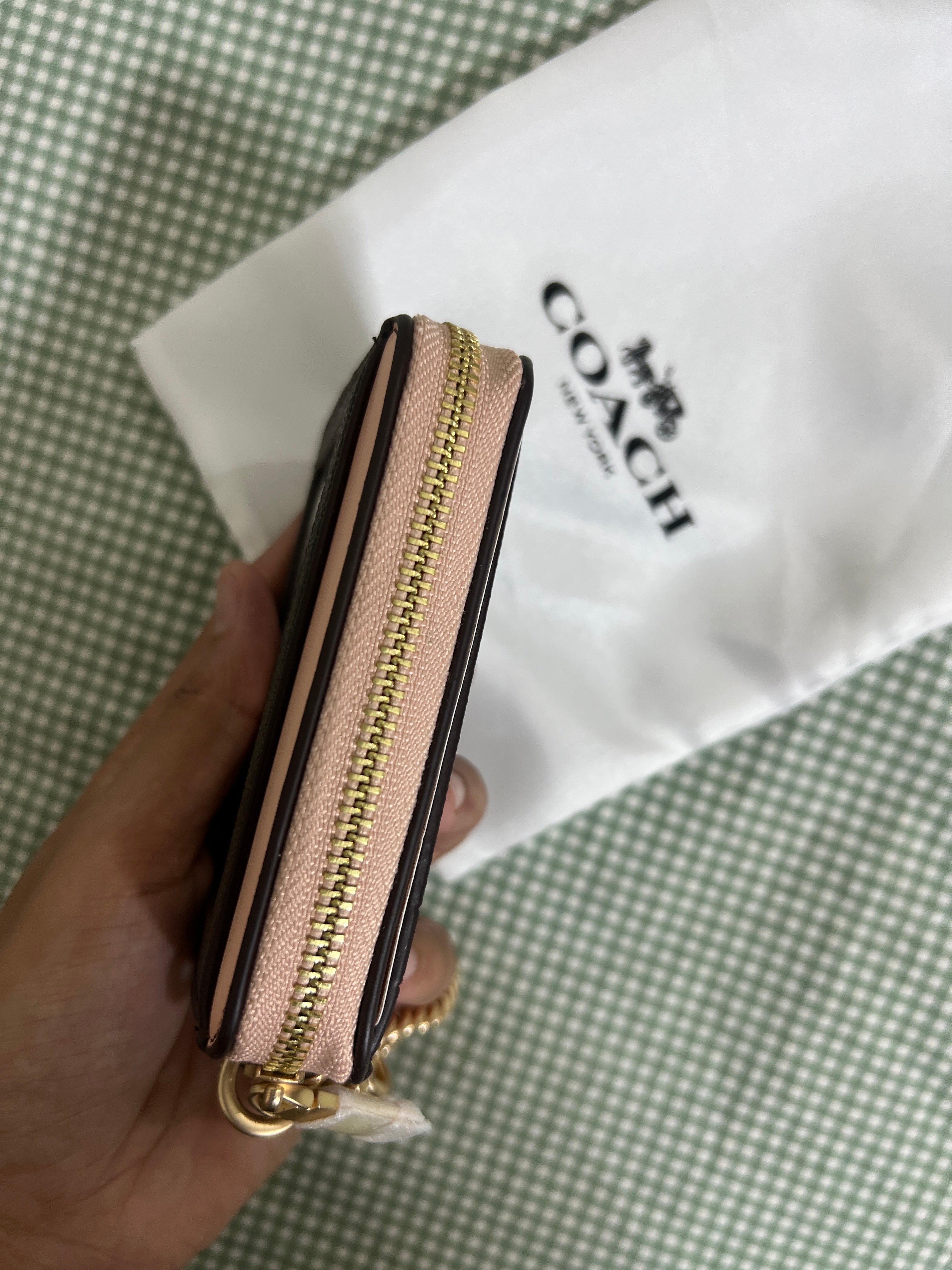 Coach Signature Canvas with Peach Brown Trim