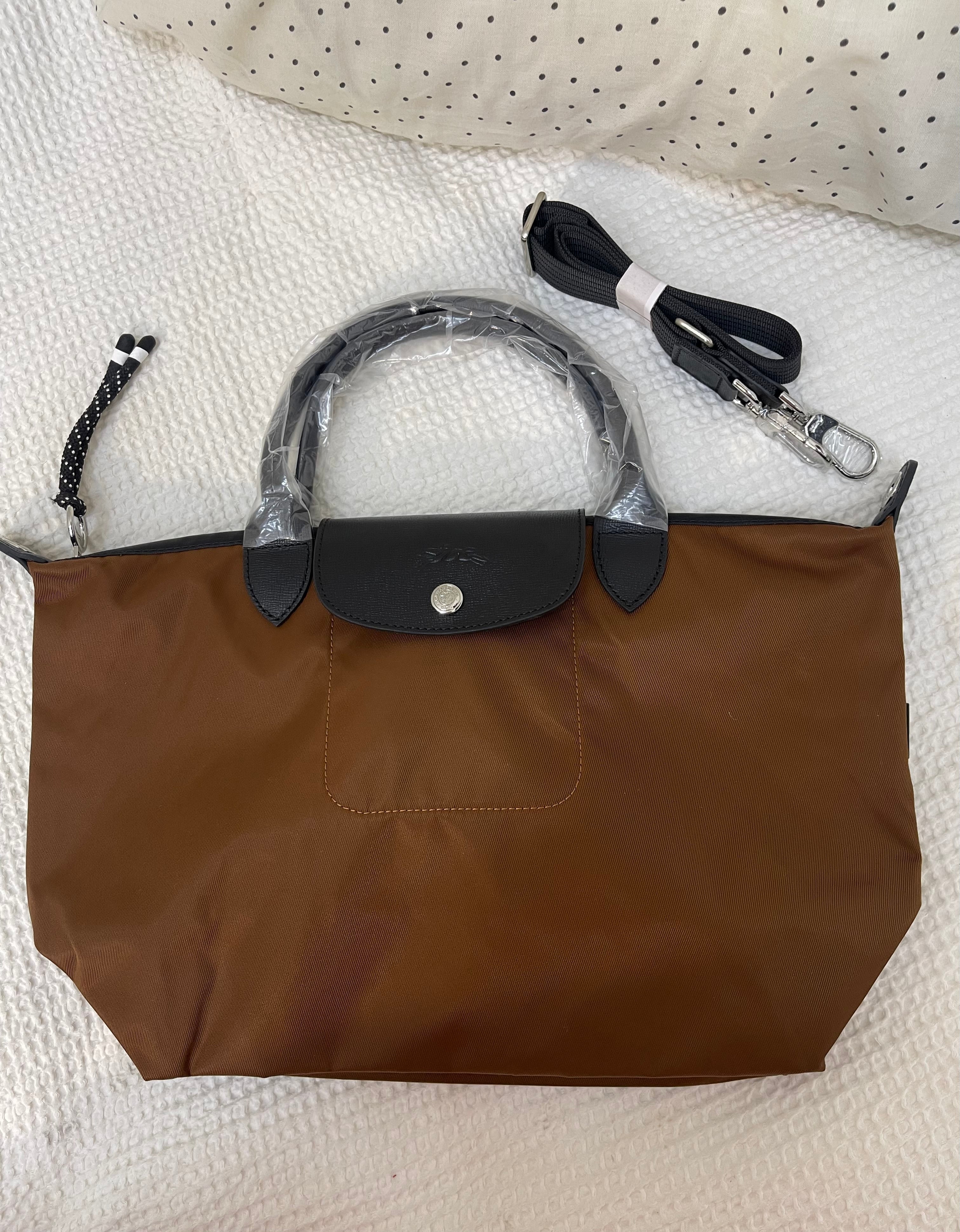 Longchamp Inspired Crossbody - Cognac Brown (Medium With Logo & Strap)
