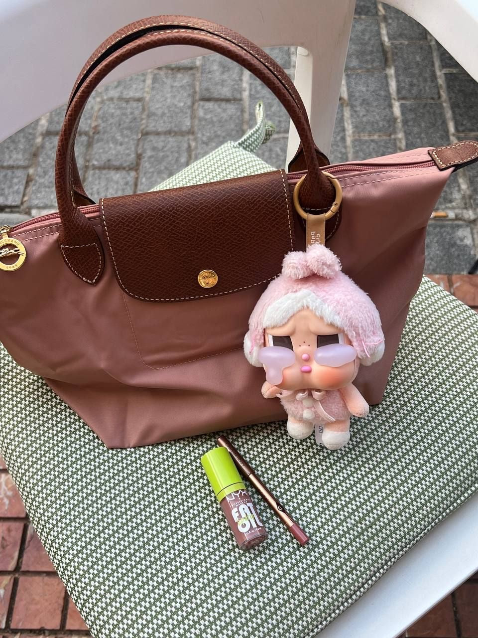 Longchamp Handbag Pink Tea Small - PAPER WHITE (WITH BRAND LOGO)