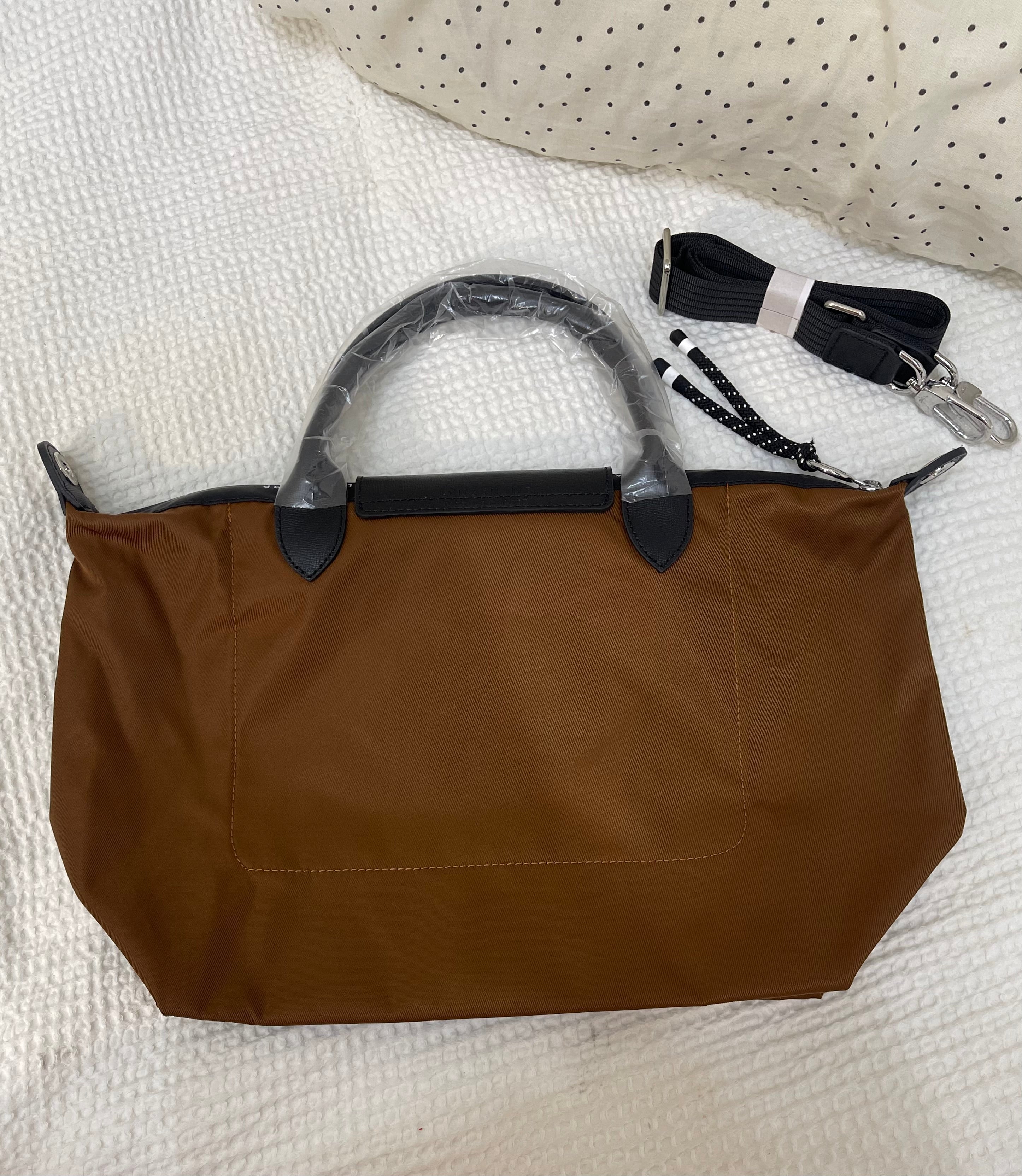 Longchamp Inspired Crossbody - Cognac Brown (Medium With Logo & Strap)