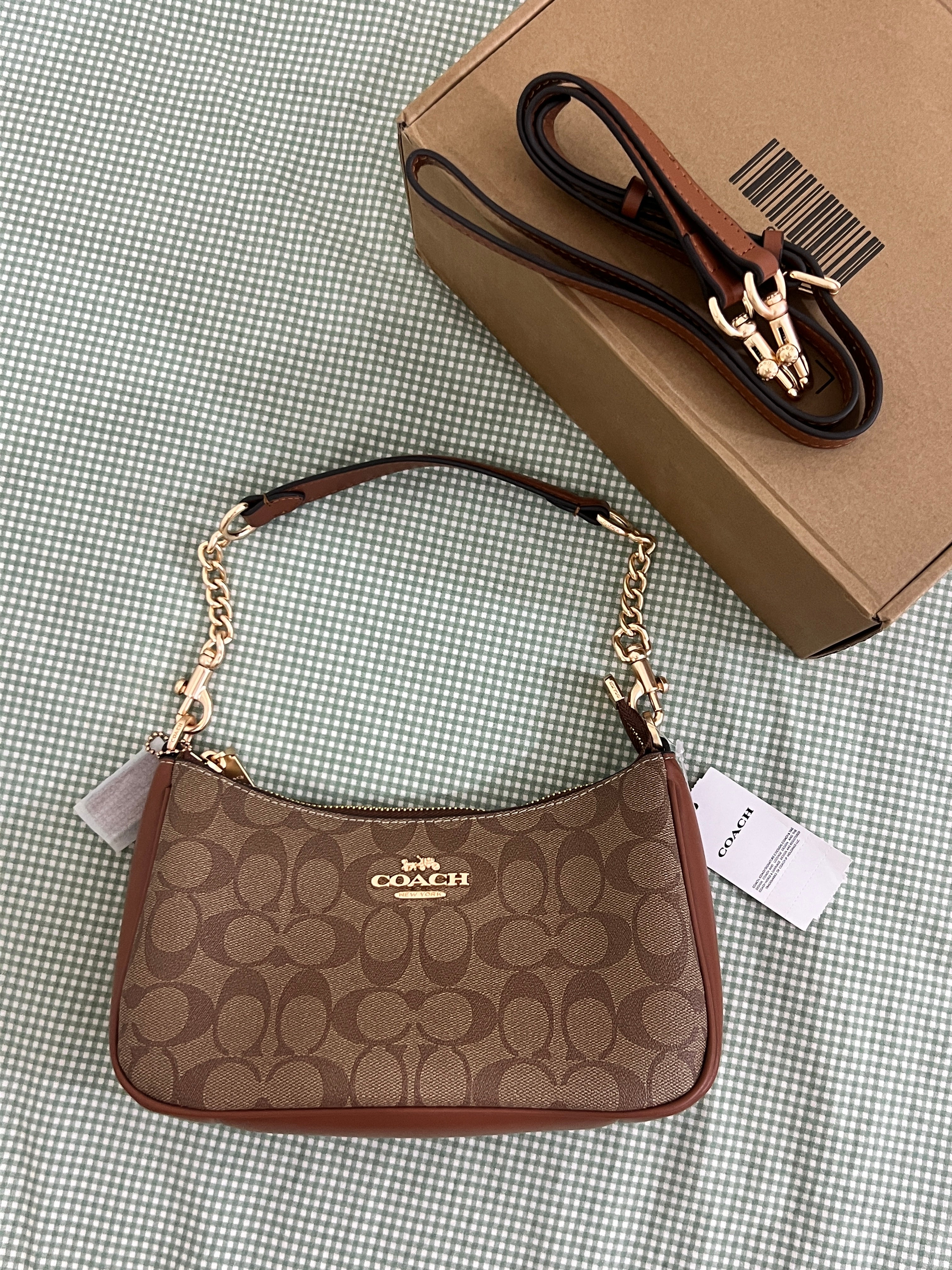 Coach Teri Brown Shoulder Bag (with Box and long strap)