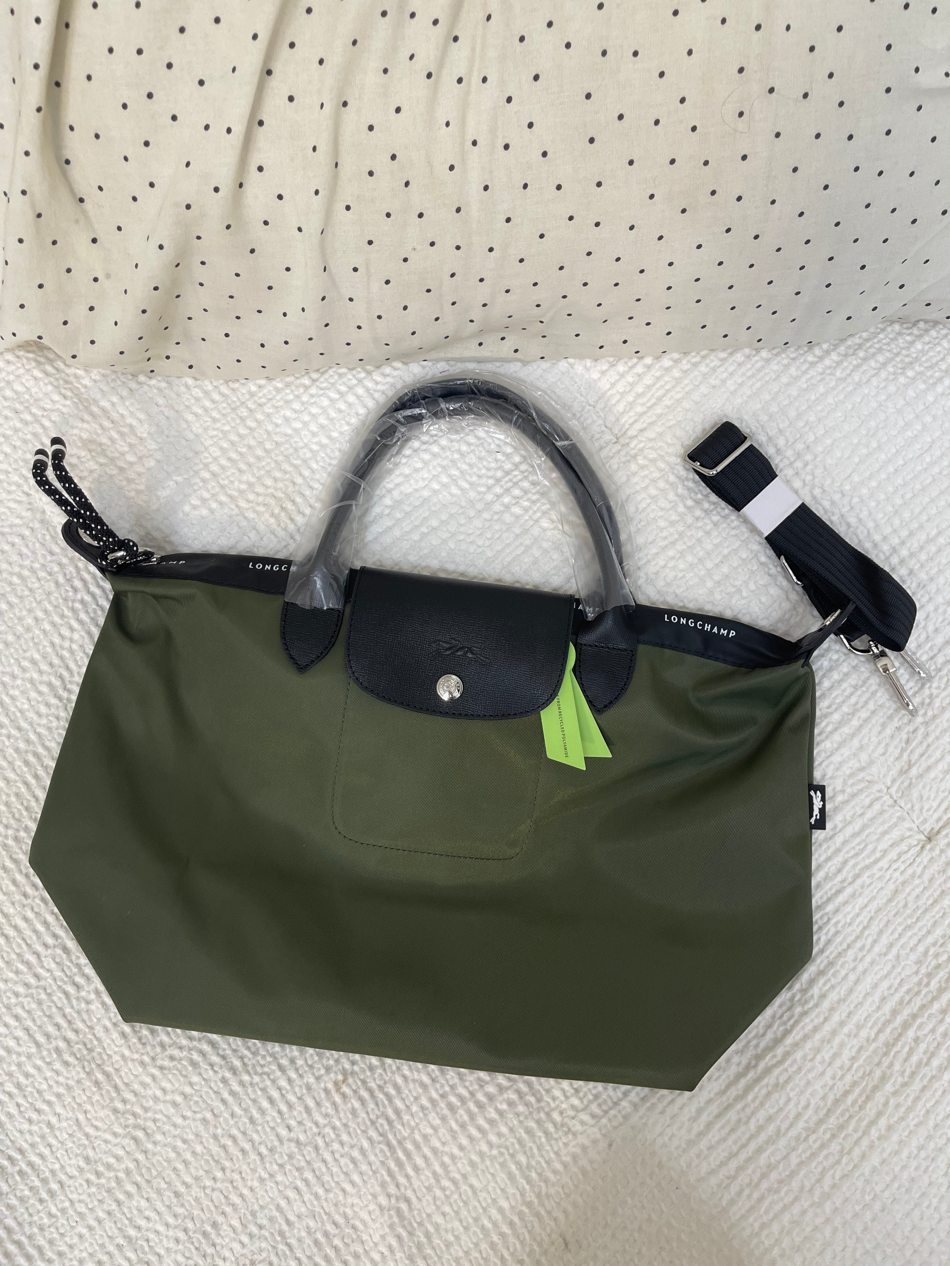 Longchamp Inspired Crossbody - Olive Green (Medium With Logo & Strap)