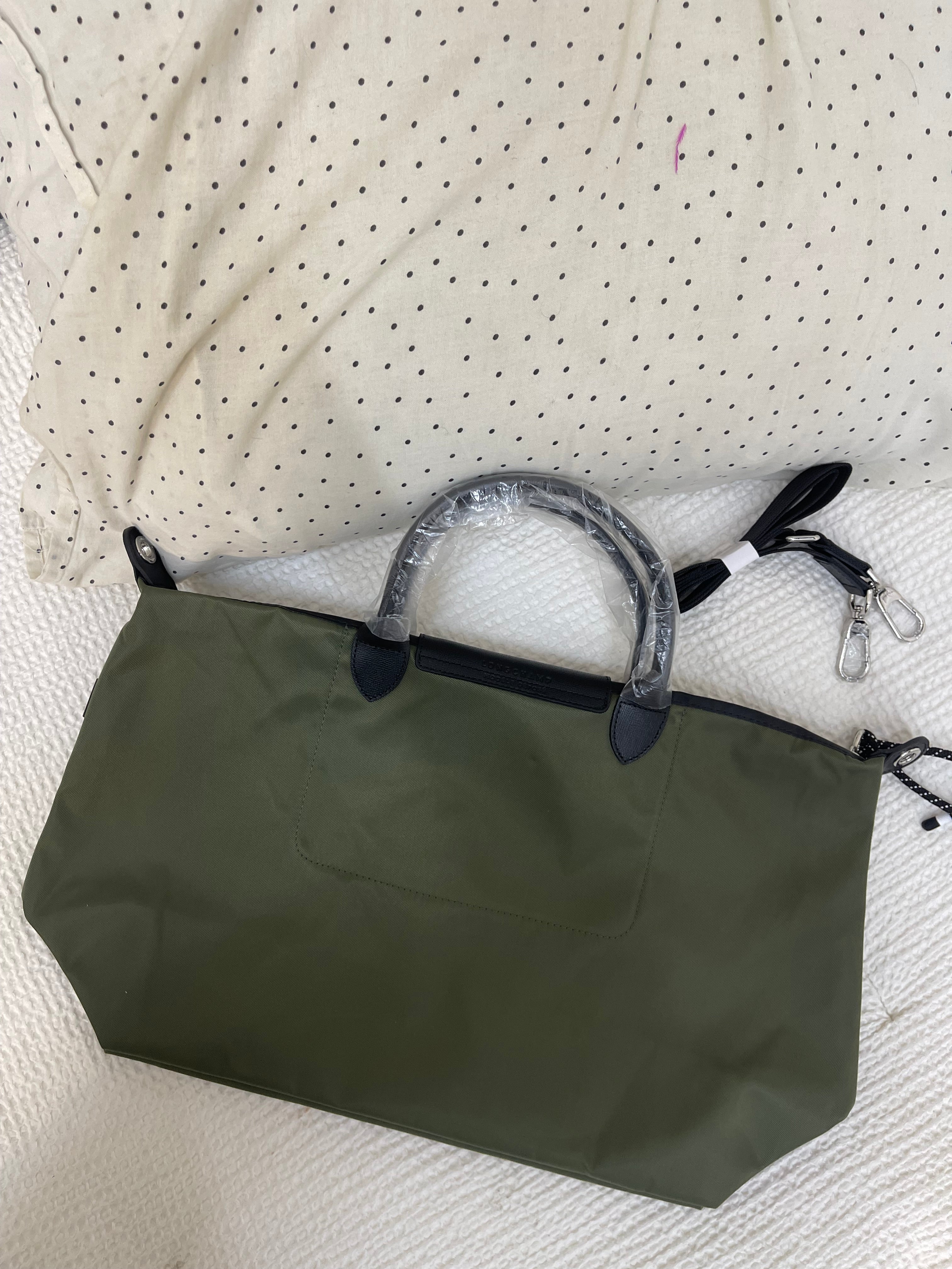 Longchamp Inspired Crossbody - Olive Green (Large With Logo & Strap)