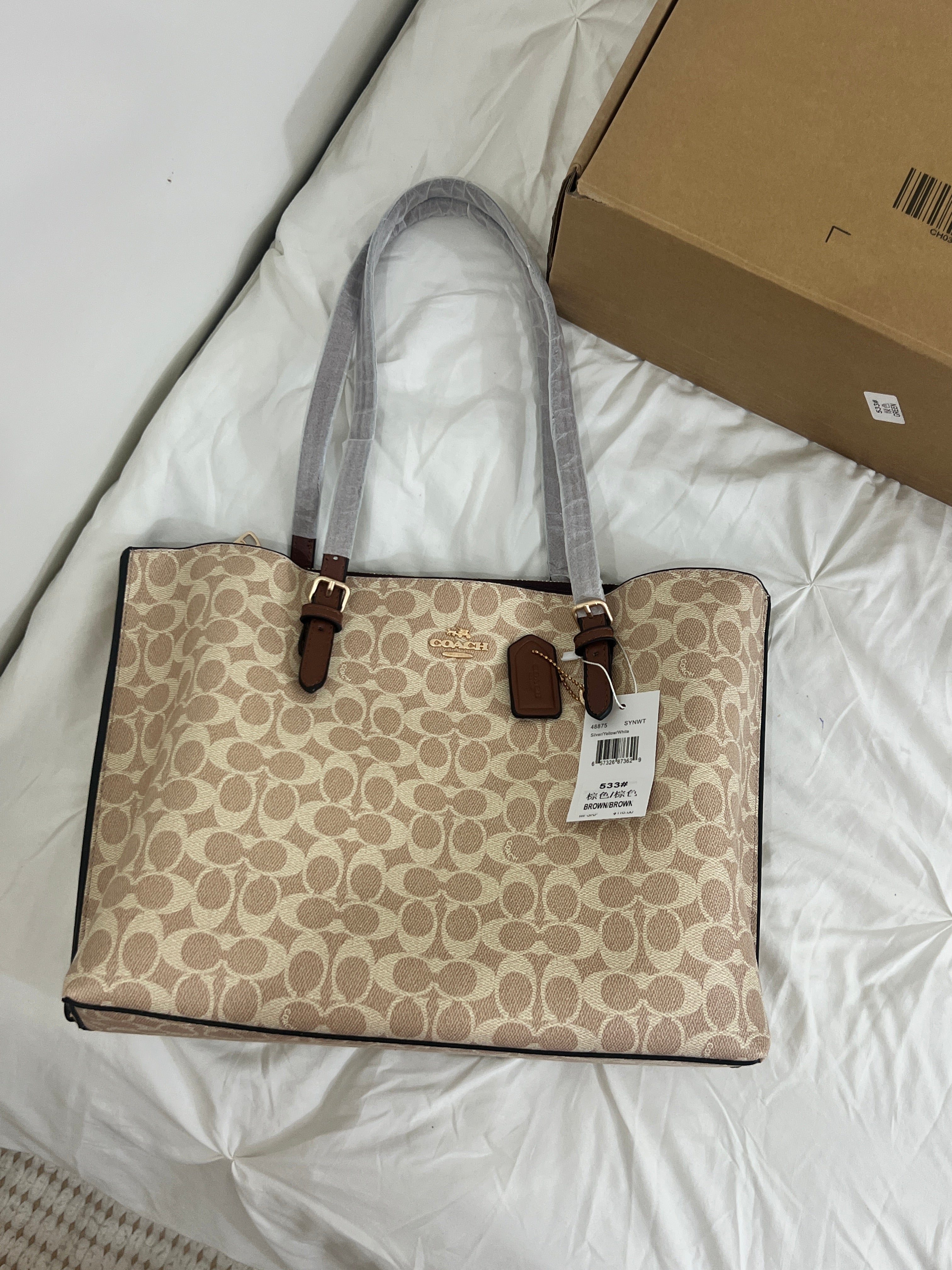 Coach Tote Bag Beige / Brown (With Dust Bag & Box)