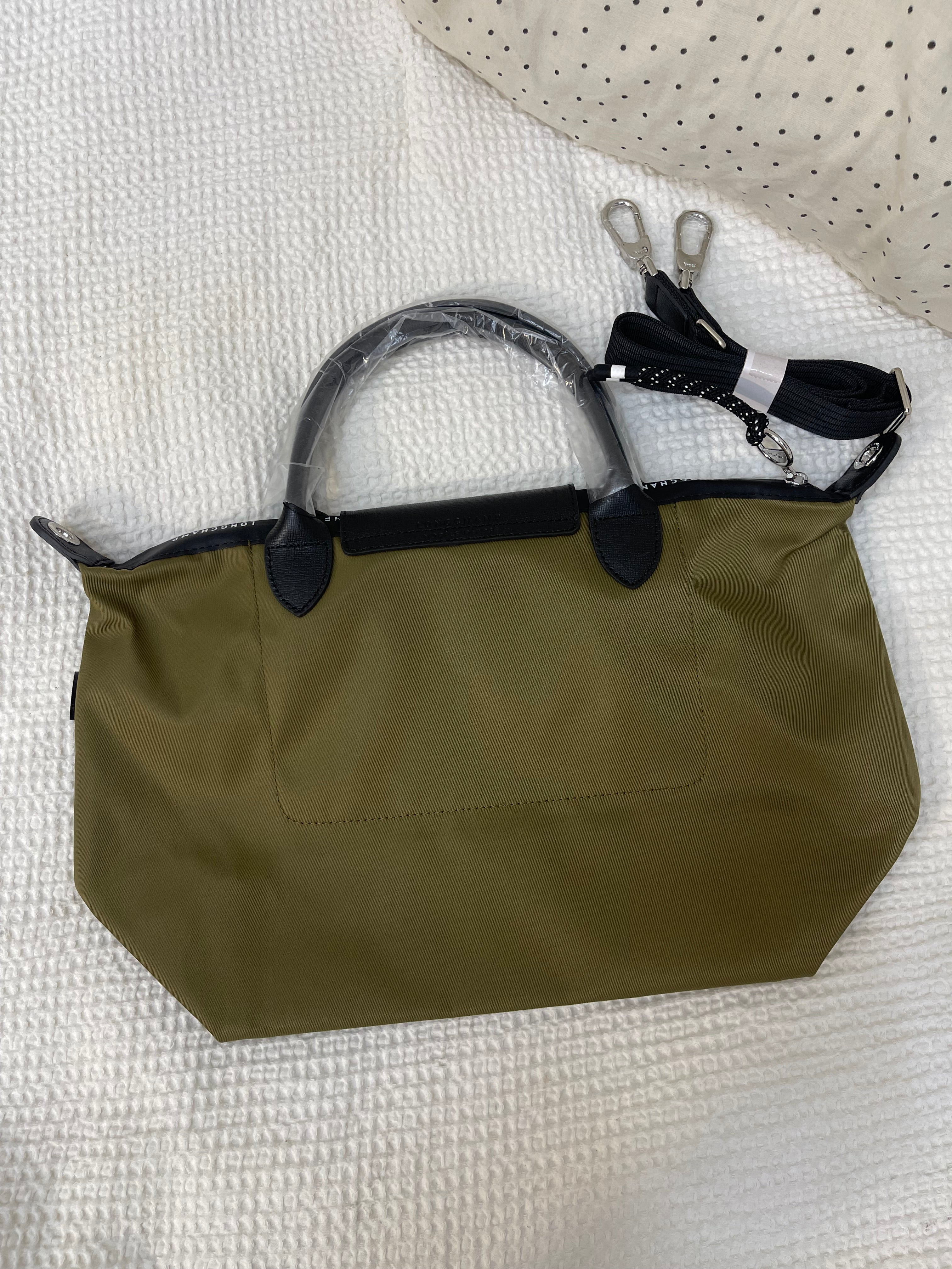 Longchamp Inspired Crossbody - khaki Green (Medium With Logo & Strap)