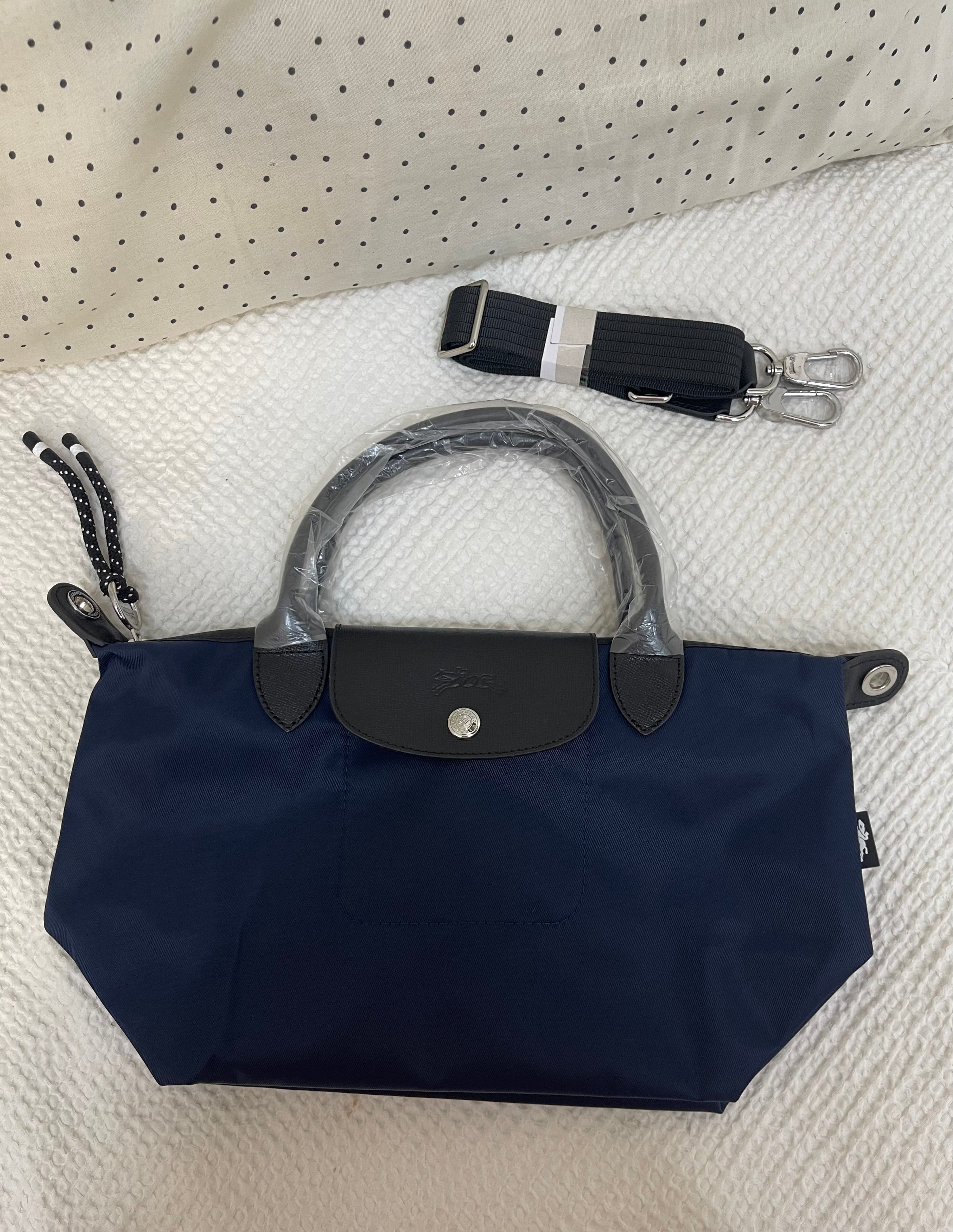 Longchamp Inspired Crossbody - Navy Blue (Small With Logo & Strap)
