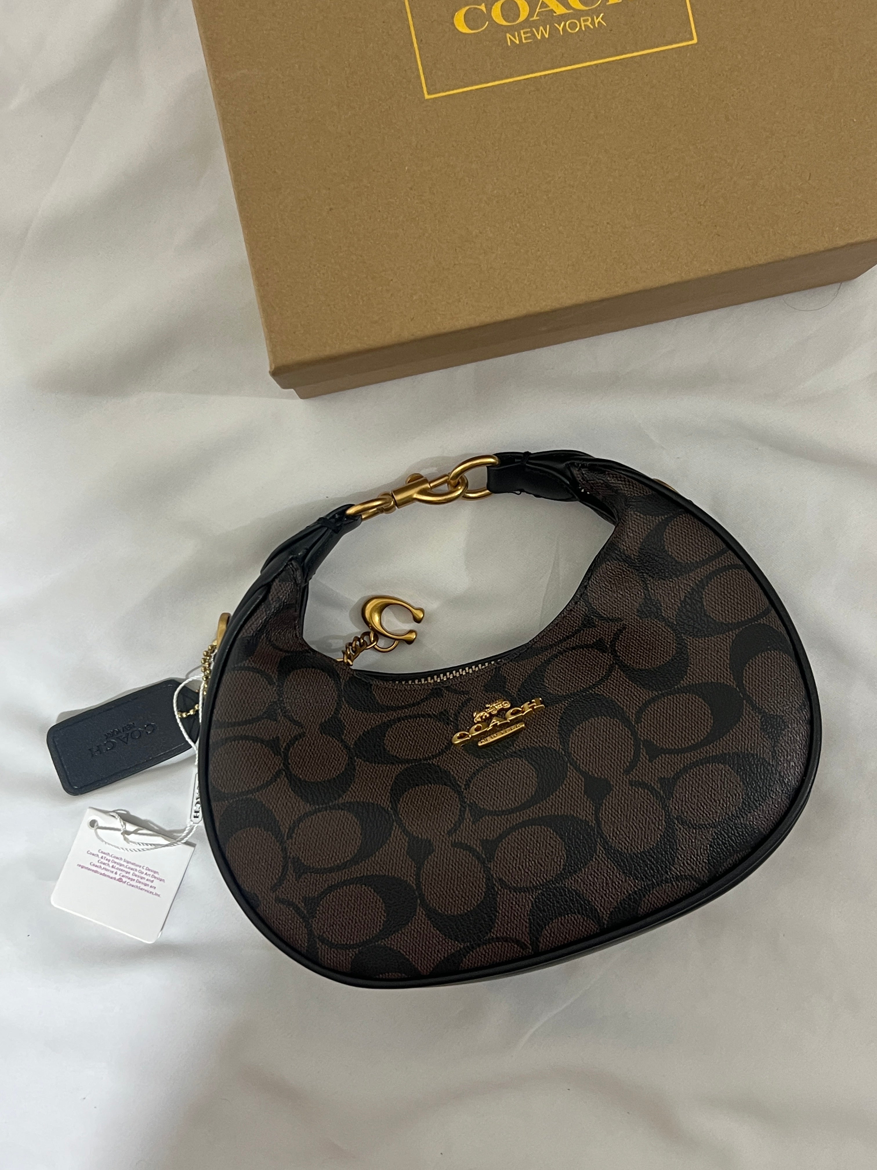 COACH JONIE BAG DARK BROWN (INCLUDE BOX AND LONG STRAP )