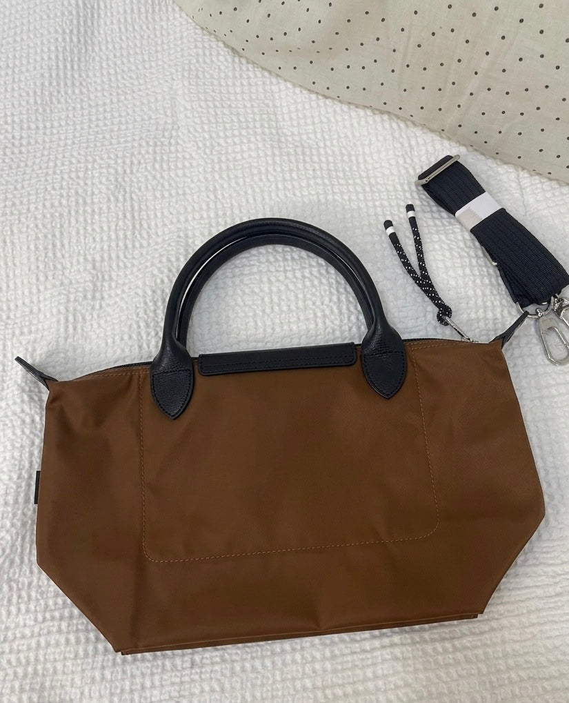 Longchamp Inspired Crossbody - Cognac Brown (Small With Logo & Strap)