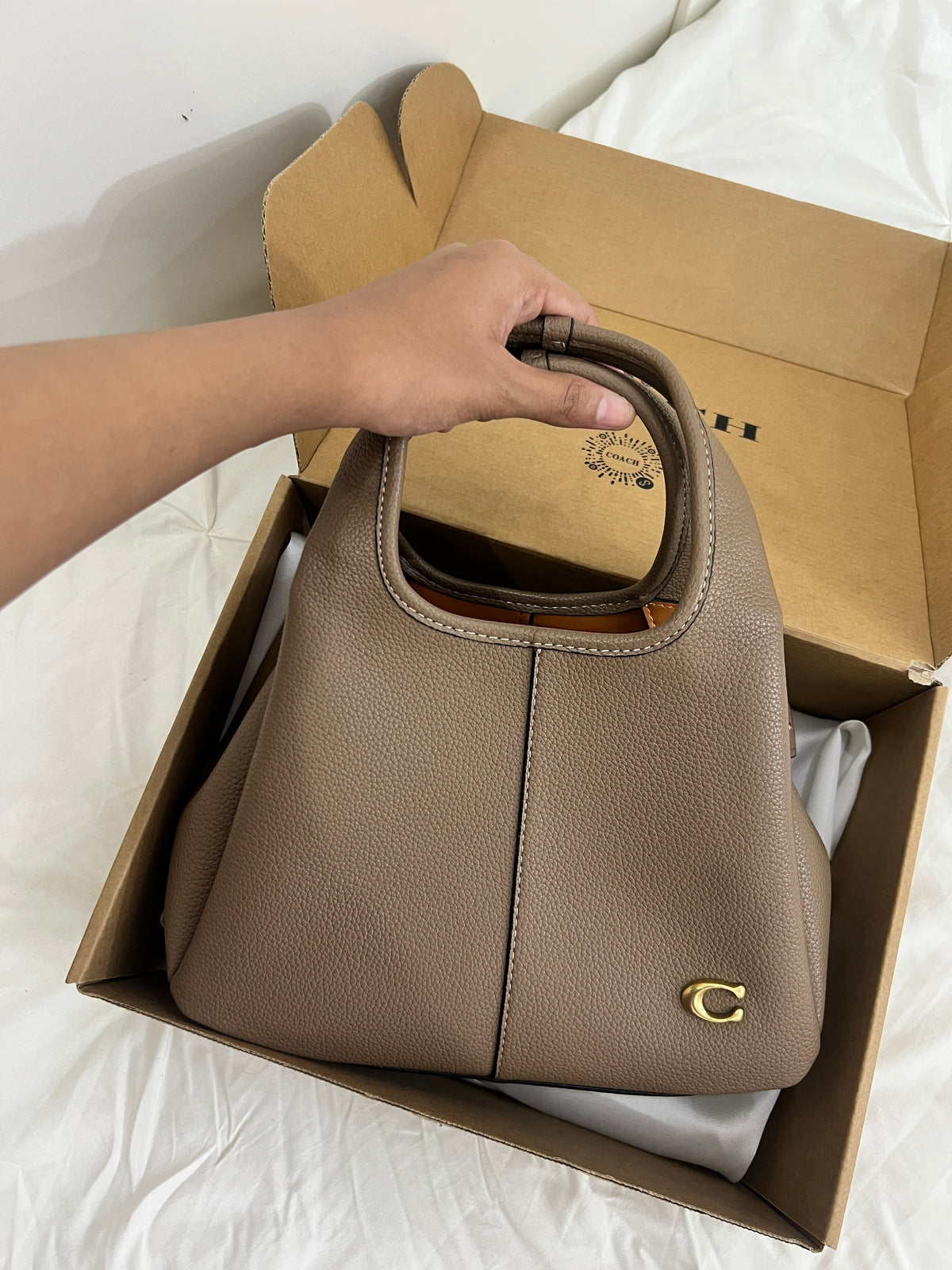 Coach hobo Lana Shoulder Bag 23 In Taupe Leather