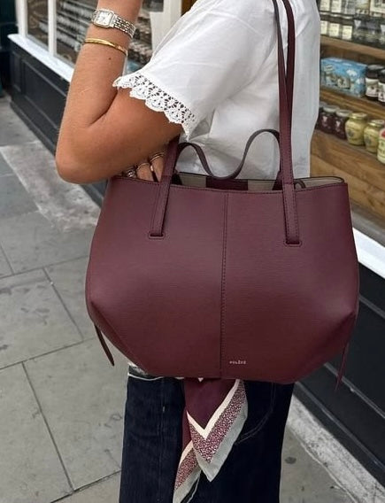 Polène Cyme Small Tote Bag with Pouch - BURGUNDY