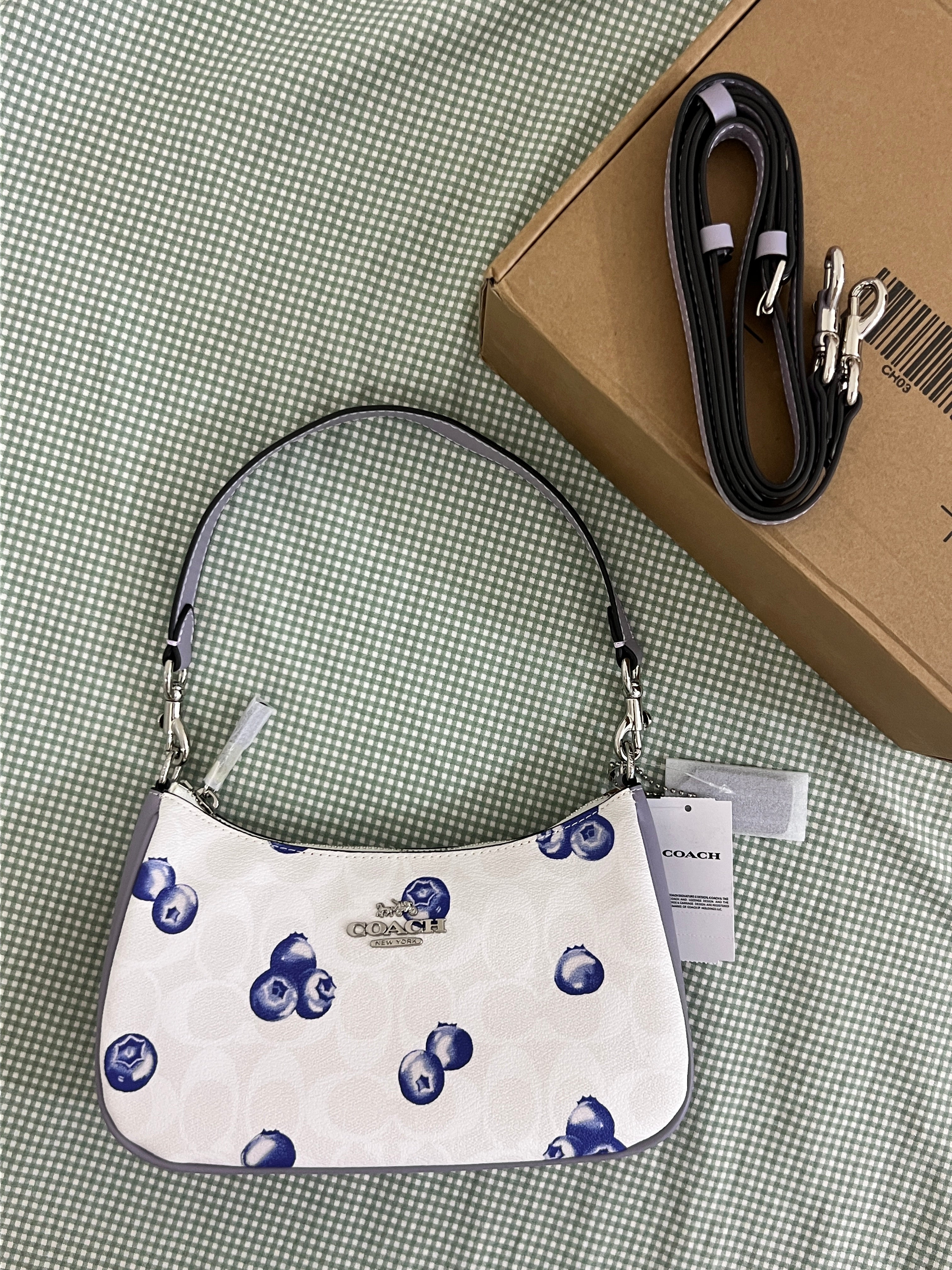Coach Teri Signature Blueberry Shoulder Bag (with Box and long strap)