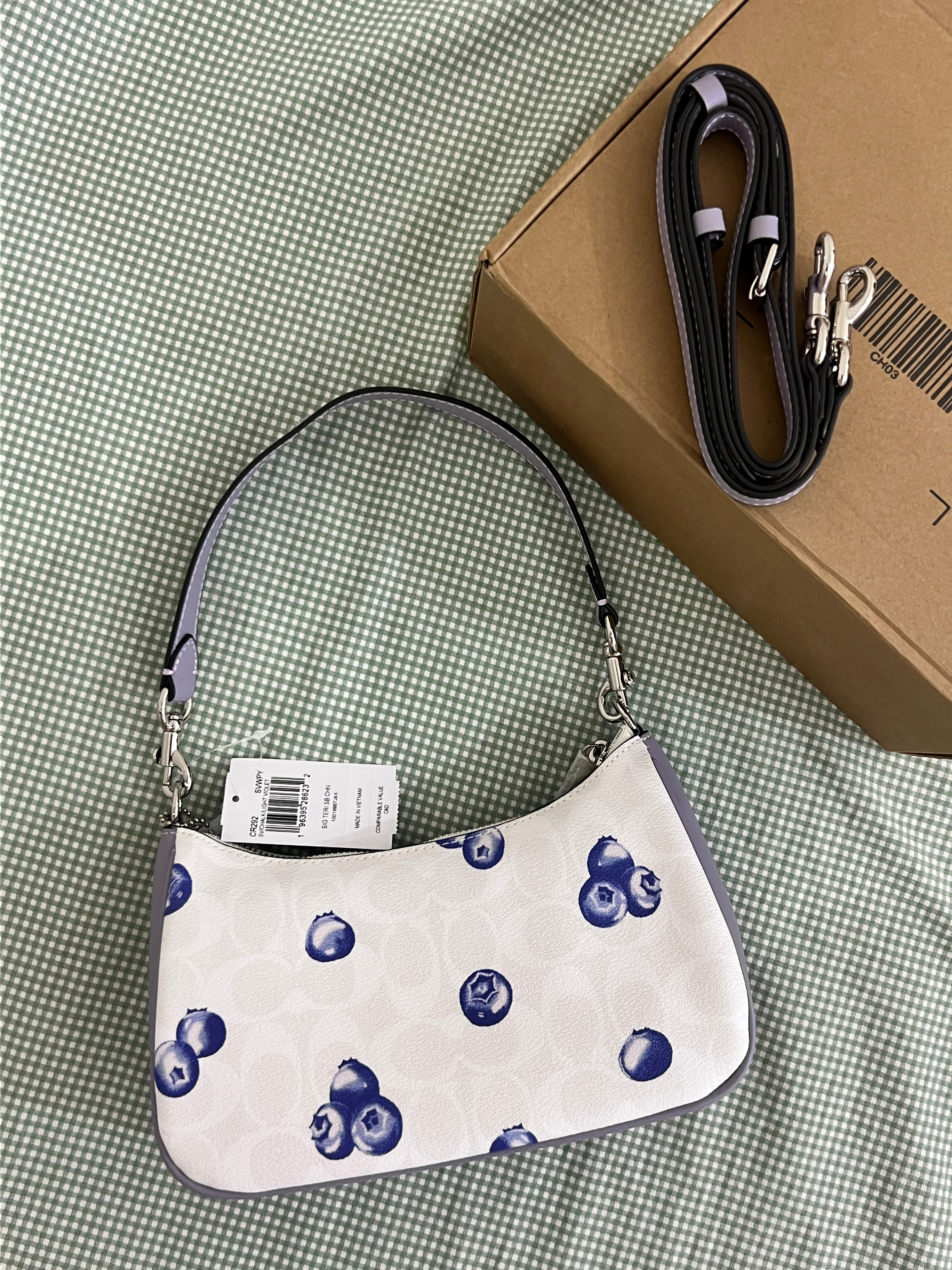 Coach Teri Signature Blueberry Shoulder Bag (with Box and long strap)