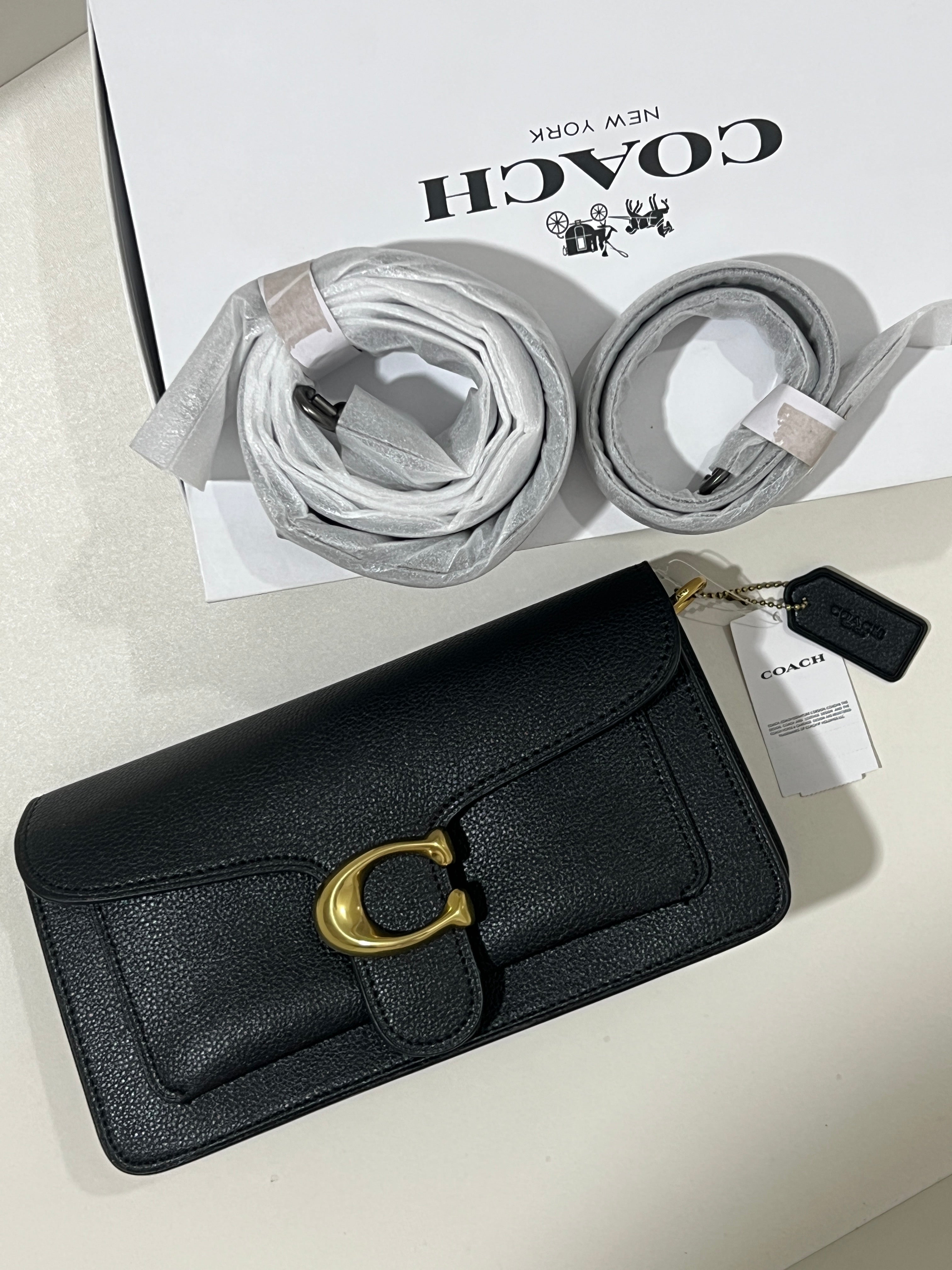 BLACK SIGNATURE COACH TAB 26 BAG (WITH STRAPS & BOX)