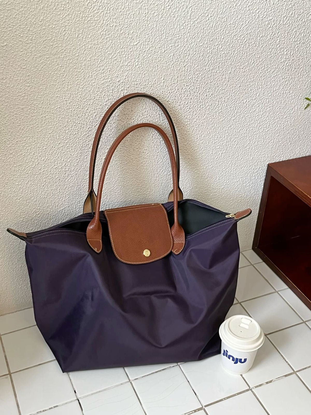 Longchamp Tote MEDIUM - PURPLE (WITH BRAND LOGO) (Copy)