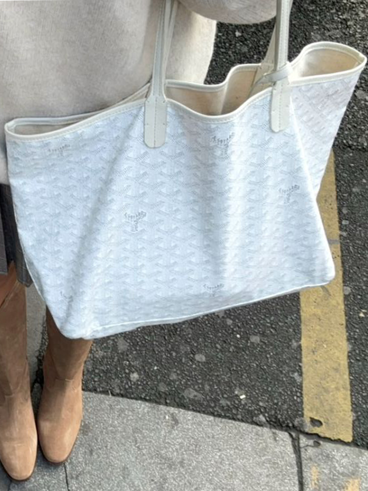 Goyard Tote Bag – White (Large With Pouch)